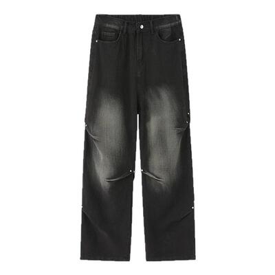 FOG GOETHE潮牌牛仔裤男款春秋季直筒宽松休闲裤纯色学生阔腿长裤