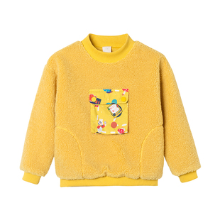 Viciusss儿童卡通印花仿羊羔绒卫衣男童秋冬半高领套头衫儿童上衣