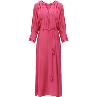 【3件5折】COCOBELLA玫瑰花苞腰绳捏褶衬衫裙夏多巴胺连衣裙FR169