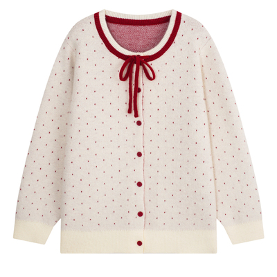 YUZI鱼子红波点复古特大码女装