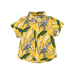 MIMY品牌童装男童夏威夷沙滩风新款短袖翻领花衬衫中小童薄款上衣