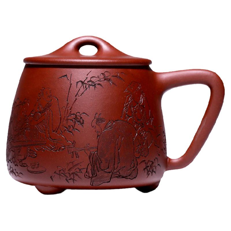 宜兴紫砂杯茶杯大容量竹林七贤
