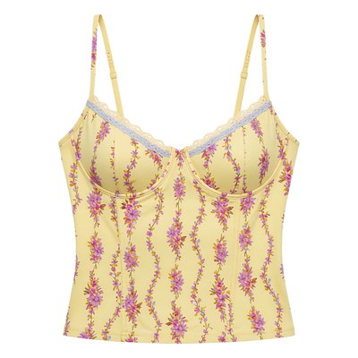 Floral tie belt slimming vest for women 碎花绑带修身吊带背心