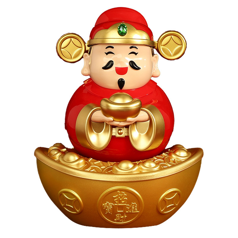 新款太阳能财神爷办公室车载摆件