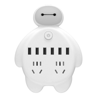 公品年多功能插座转换器带光控小夜灯婴儿喂奶插线板多插孔位插