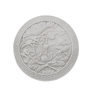 石雕浮雕壁画天然汉白玉影壁墙花开富贵中式庭院青石地雕玄关装饰