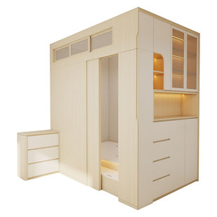 香港居公屋小户型全屋定制隔房C字榻榻米入户鞋柜推拉门家私订造