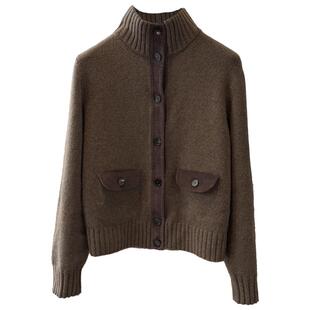 非市场货！LP羊绒拼皮针织外套飞行员夹克女 手缝工艺 只有十几件