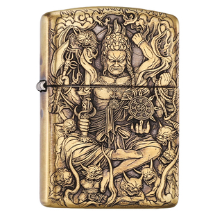zippo正品打火机 不动明王盔甲做旧官方旗舰店防风煤油送男友礼物