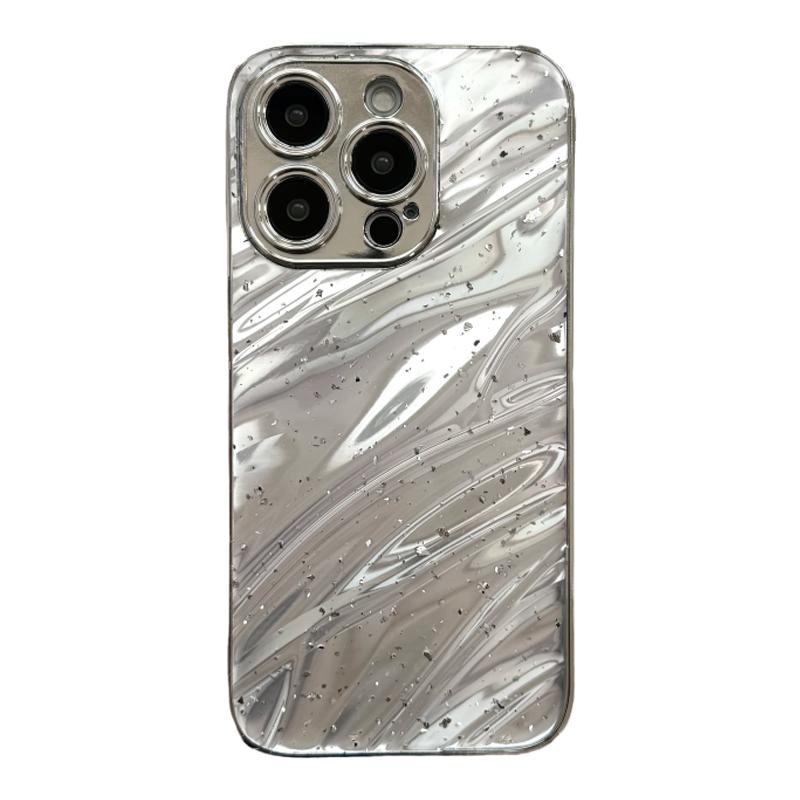 高级感银箔皱褶纹适用iphone14pro苹果15手机壳16pro电镀12pro小众13promax全包镜头防摔保护套奢华女高级感