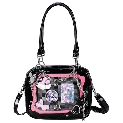 Y2K银色链爱游戏透明吧唧痛包