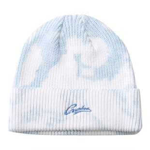 GUUKA潮牌蓝白扎染帽子黄子弘凡同款针织帽 情侣嘻哈运动加厚线帽