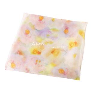 半透珠光感 黄粉色晕染花朵暗纹压花欧根纱面料连衣裙衬衫布料diy
