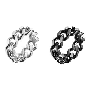古巴链条戒指男潮牌 钛钢不掉色 简约风个性街头嘻哈女食指戒手饰