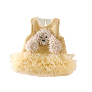 女童冬装加绒连衣裙冬季背心裙2025冬季新款女宝宝保暖公主裙