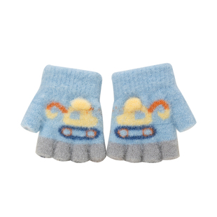 儿童手套冬季小童宝宝婴儿幼儿男童女童小孩半指可爱卡通保暖防寒