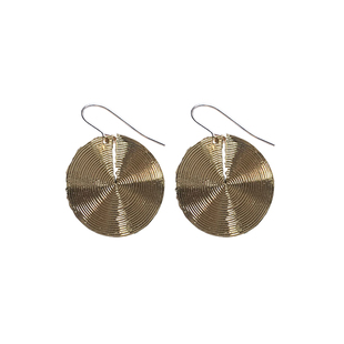 关山月手作 14k包金耳钩环不过敏ins欧美风圆盘高级黄铜耳夹手工