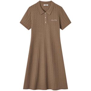 MOP轻熟简约POLO领针织连衣裙