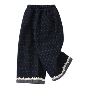女童裤子儿童一体绒2025新款阔腿裤时尚洋气冬季加绒加厚女孩童装