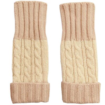 日系羊毛针织卷边麻花文艺女手套