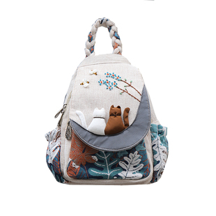 原创立体猫咪亲子双肩背包小众设计森系简约百搭轻便小清新双肩包