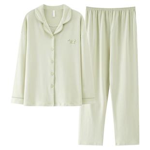 纯棉睡衣女带胸垫一体2025新款春秋女士家居服套装长袖秋冬可外穿