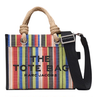 【七夕礼物】MARC JACOBS/莫杰 TOTE MJ 小号网格条纹设计托特包