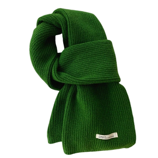 马尔斯绿100%纯羊毛针织围巾女冬季韩版百搭学生情侣保暖围脖男潮