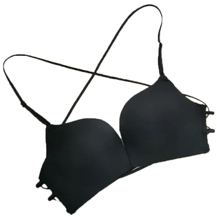 趣安芬文胸前扣后背性感交叉美背黑色加厚细肩带内衣女聚拢小胸