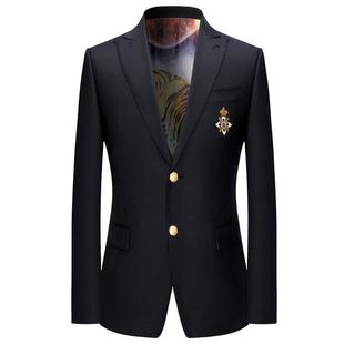 本派纯羊毛面料飞机师复古金线印度丝皇冠徽章手工修身潮流西服男