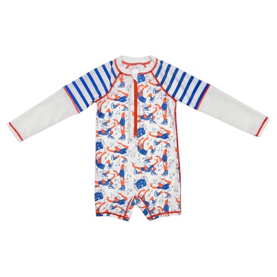 防晒长袖短裤连体泳衣儿童泳衣