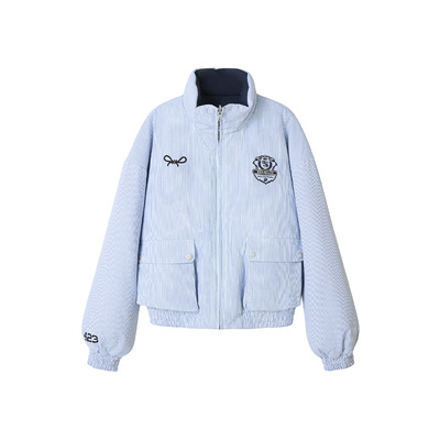 Uena双面穿落肩袖立领棉服外套