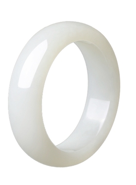 新疆和田玉手镯天然羊脂白玉镯子圆条宽版玉镯细条送妈妈礼物证书