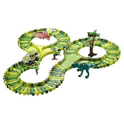 恐龙乐园盘山公路电动轨道车滑行闯关大冒险儿童玩具车男孩2益智3