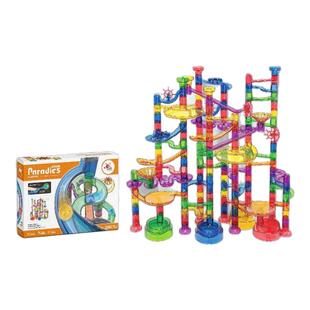 玩乐汇玩具水到渠成儿童轨道滚珠积木玩具大颗粒弹珠拼装管道滑道