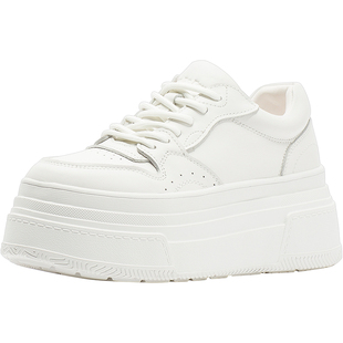 CDF女鞋2025年秋季潮流百搭真皮厚底松糕小白鞋女时尚休闲板鞋女