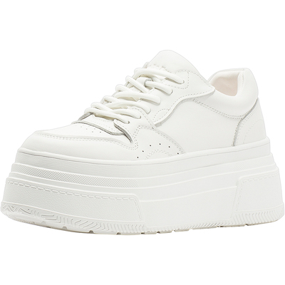 CDF女鞋2025年秋季潮流百搭真皮厚底松糕小白鞋女时尚休闲板鞋女