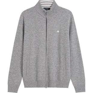 Brooks Brothers/布克兄弟男士25秋冬新品羊毛羊绒纯色拉链外套