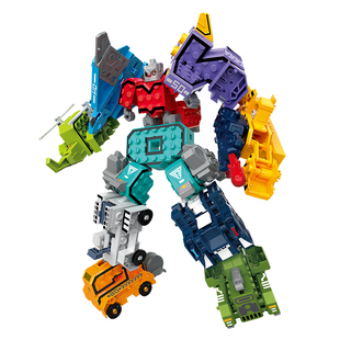 儿童益智数字变形玩具男孩汽车人拼装合体机器人积木生日礼物