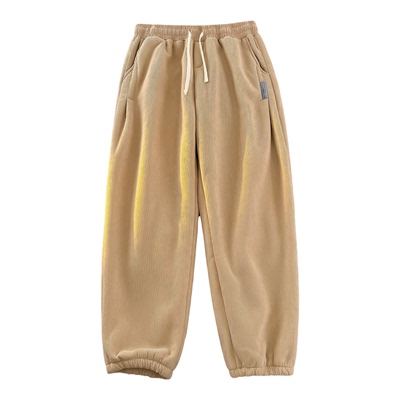 雪尼尔羊羔绒裤子男冬季大码宽松加绒阔腿灯芯绒直筒休闲男生裤子