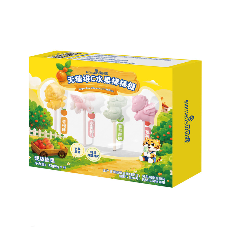 贝贝哩无糖棒棒糖儿童无添加蔗糖糖果健康小零食送宝宝婴幼儿食谱