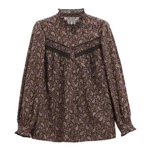 芭依璐2025春装新款长袖衬衫百搭气质时尚蕾丝花边长袖上衣女装