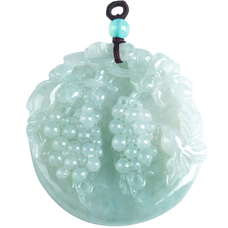 缅甸翡翠葡萄玉牌吊坠正品