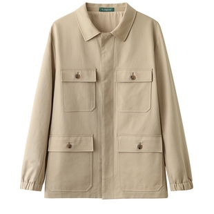 【冬季新品】柏品长绒棉猎装夹克外套男士商务休闲翻领工装短外套