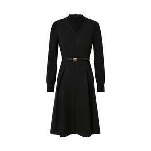 【美丽诺羊毛】ELSEWHERE珂思百搭假两件羊毛呢长袖连衣裙女秋