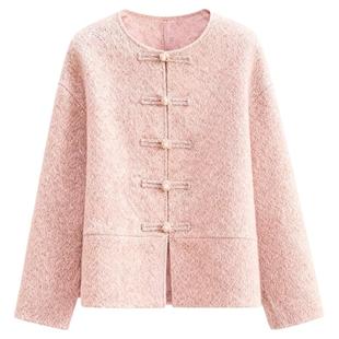 水墨佳人新中式国风小香风外套春季新款潮毛呢上衣女士短外套女装