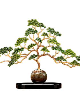 新中式迎客松摆件禅意客厅玄关