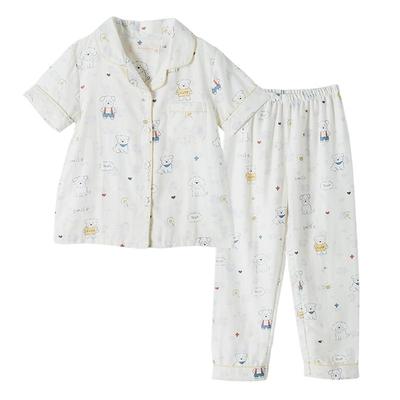 儿童睡衣夏季薄款纯棉纱布短袖男童女童a类空调服宝宝家居服套装