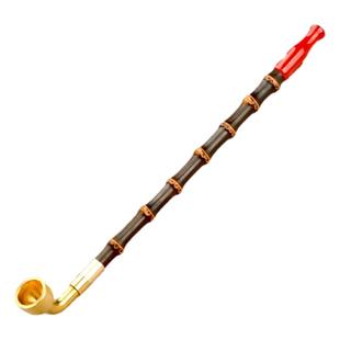 汉匠烟斗老式黄铜旱烟袋锅子手工紫竹节烟杆红玛瑙嘴男士烟斗全套