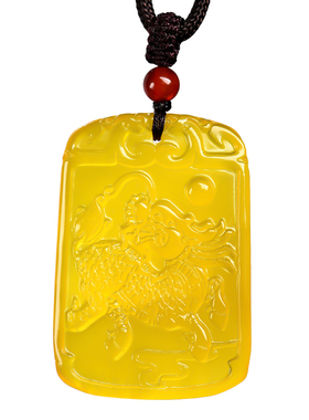 戊土己土天然黄玛瑙五行卦吊坠